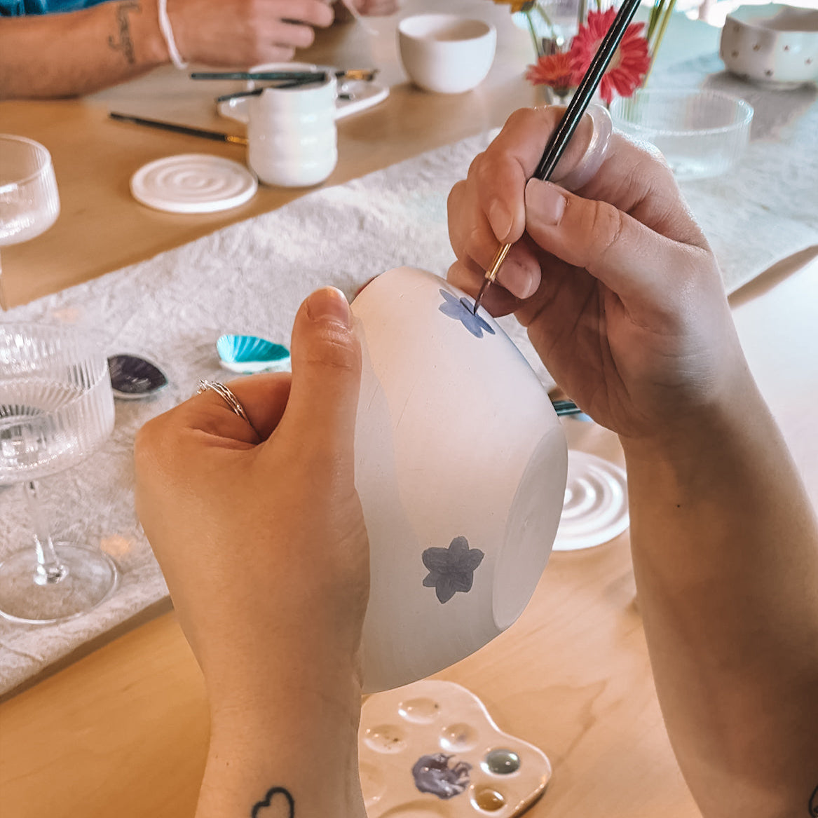 Brushes & Bubbly - Pottery Painting