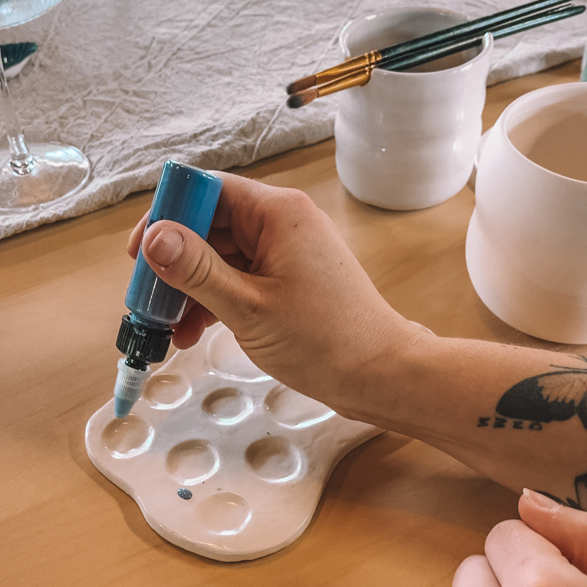 Brushes & Bubbly - Pottery Painting