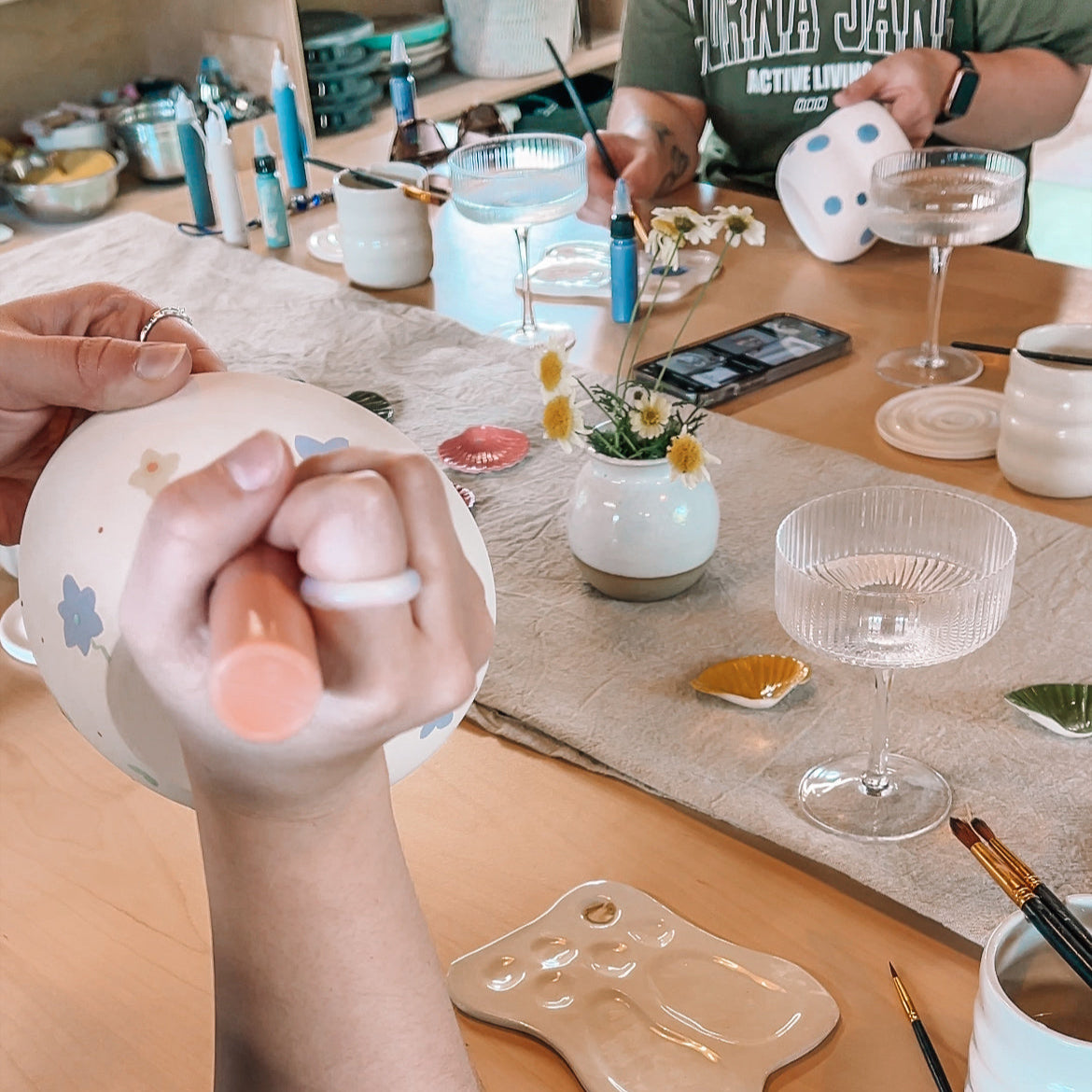 Brushes & Bubbly - Pottery Painting